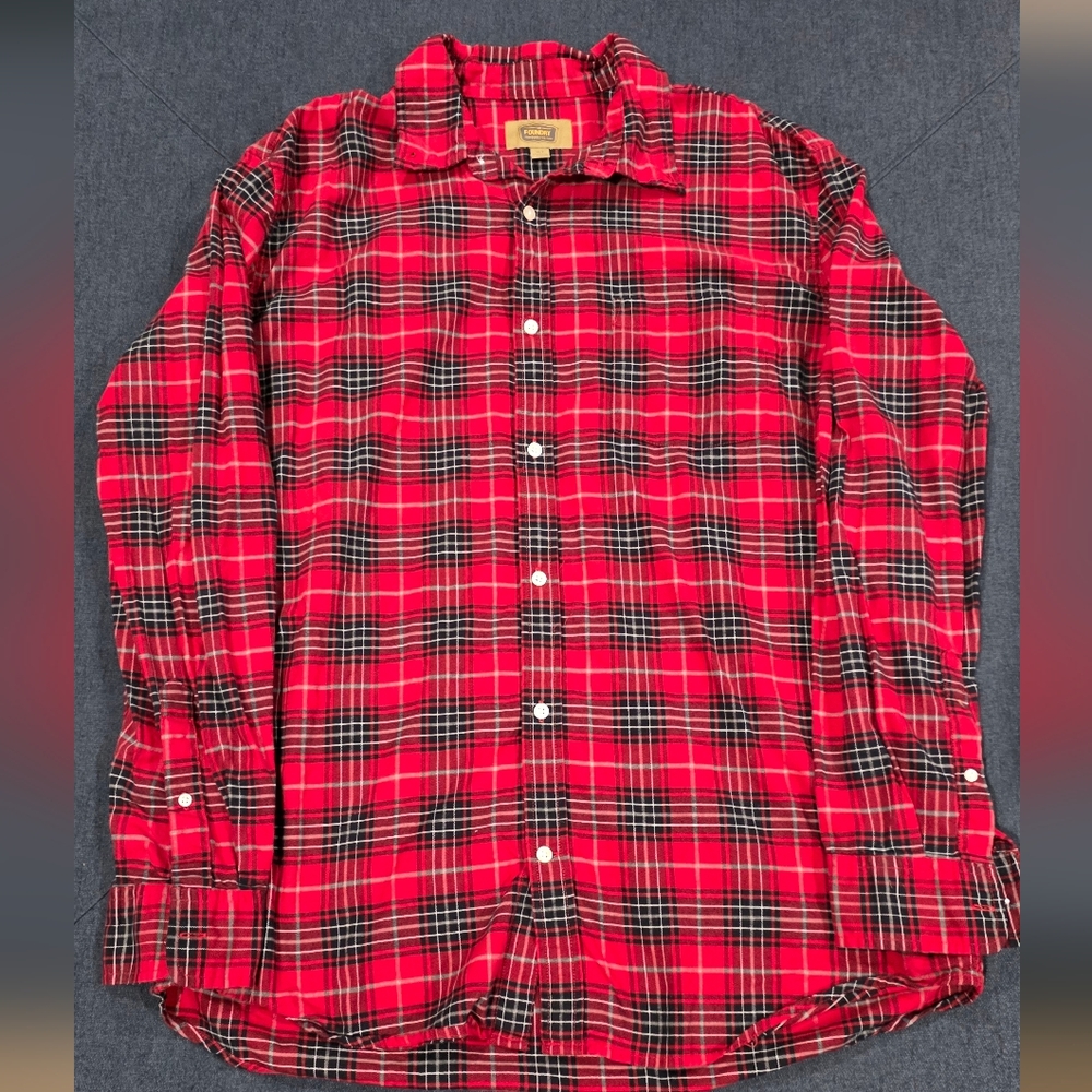 The Foundry Supply Co. Red and Black Plaid Button Down Shirt